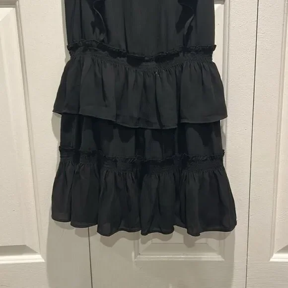 NWT Banana Republic Petite Black Ruffled Sleeveless Dress, XXS Petite - Picture 3 of 7